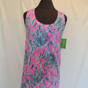 New Lilly Pulitzer Small Raylee Dress Extra Lucky Sleeveless Cotton Pink
